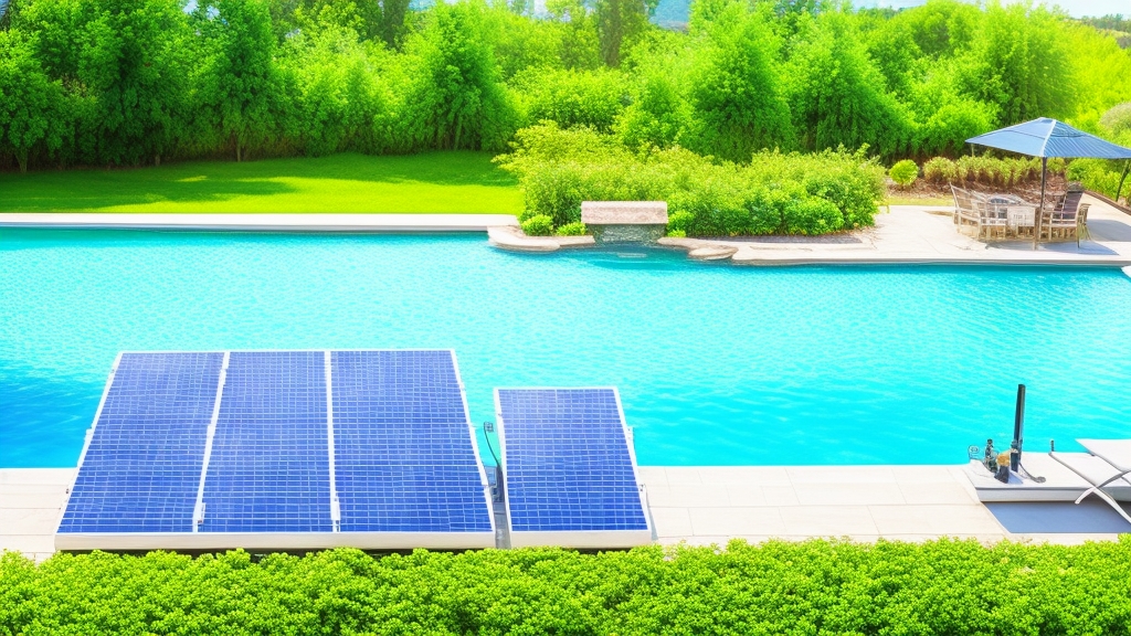 Környezetbarát medence szűrőrendszer napelemes panelekkel víz újrahasznosítás és energiahatékony szivattyúk fenntartható technológia