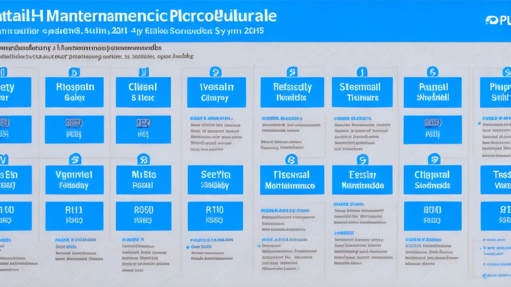 Részletes karbantartási ütemterv infografika vízforgatókhoz heti, havi és éves feladatokkal